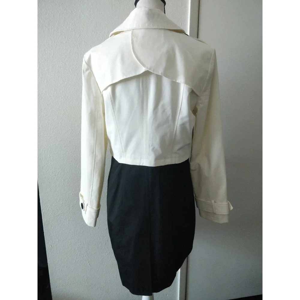 3/$20 Forever 21 Black White Colorblock Peacoat Trench Longline Jacket M - Picture 5 of 13